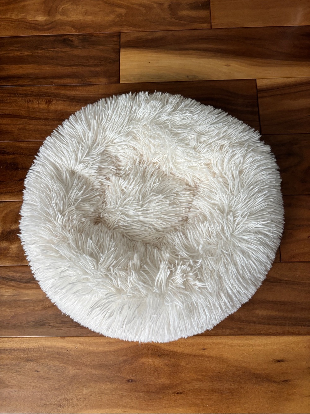Cozy Cream Shag Round small dog/ cat bed